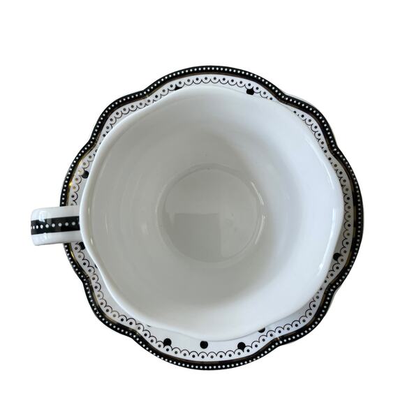 GRACE TEAWARE Black & White Striped Polka Dots Teacup and Saucer Set of 2 New - Picture 15 of 16